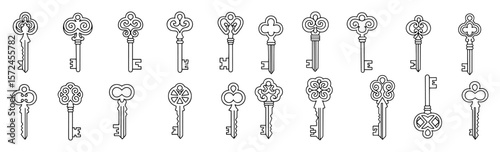 vintage ornate keys and lock elements bundle