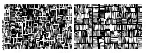 abstract hand drawn hatch block texture seamless background vector pattern shape