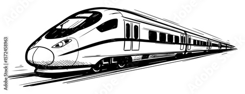 high speed train sketch modern bullet rail vector illustration