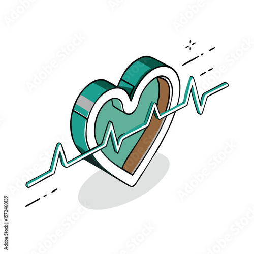 Heartbeat with pulse line icon for health blogs, medical websites, and fitness apps