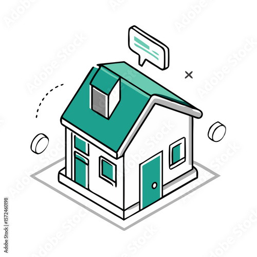House with roof and chimney icon for real estate blogs, home improvement websites, and architecture presentations