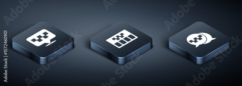 Set Isometric Location with taxi, Taxi call telephone service and Taximeter icon. Vector