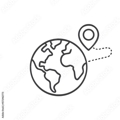 GPS tracking world map with moving cargo icon for logistics tracking, supply chain management, and transportation apps