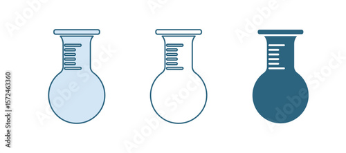 Blue Test tube and flask icon isolated on white background. Chemical laboratory test. Laboratory glassware. Vector