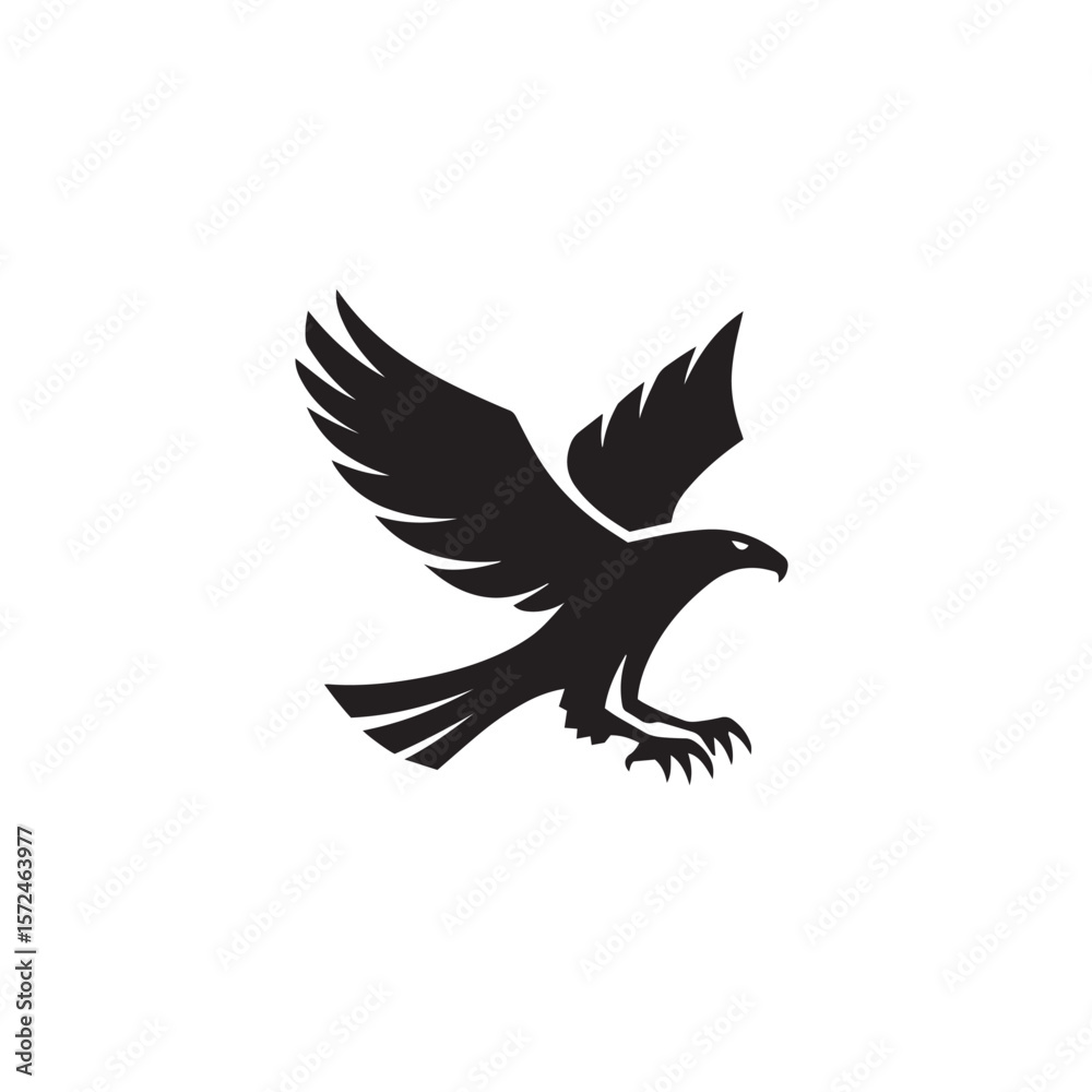 Fototapeta premium A majestic black eagle or dove vector silhouette in flight, ideal for a tattoo design, symbolizing peace, freedom, or nature