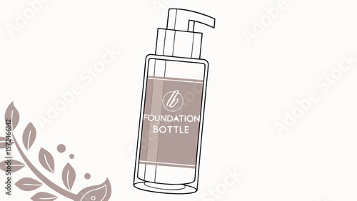 Cosmetic Foundation Bottle: A clean illustration showcasing an elegant bottle of foundation, a staple in beauty.