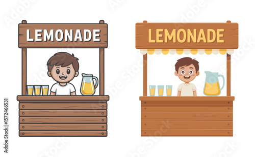 Cartoon Boy at Lemonade Stand