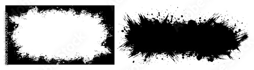 set of grunge ink splatter frames vector background
