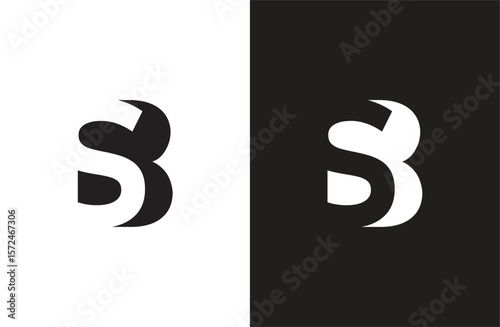 SB initial number negative space logo vector icon design isolated background