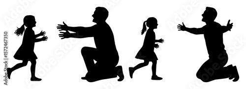 father hugging daughter family silhouette