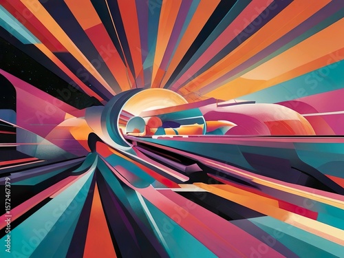 Abstract Colorful Tunnel with Dynamic Lines