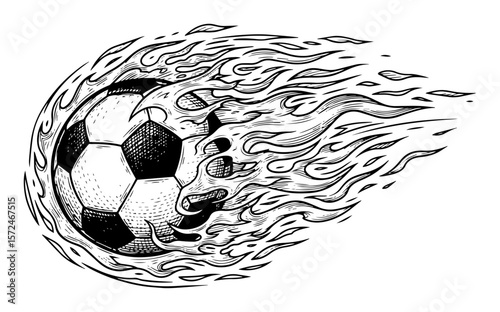 flaming soccer ball illustration dynamic design