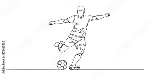 soccer player kicking football line art style