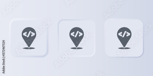 Grey Web design and front end development icon isolated on grey background. Set icons in square buttons. Vector