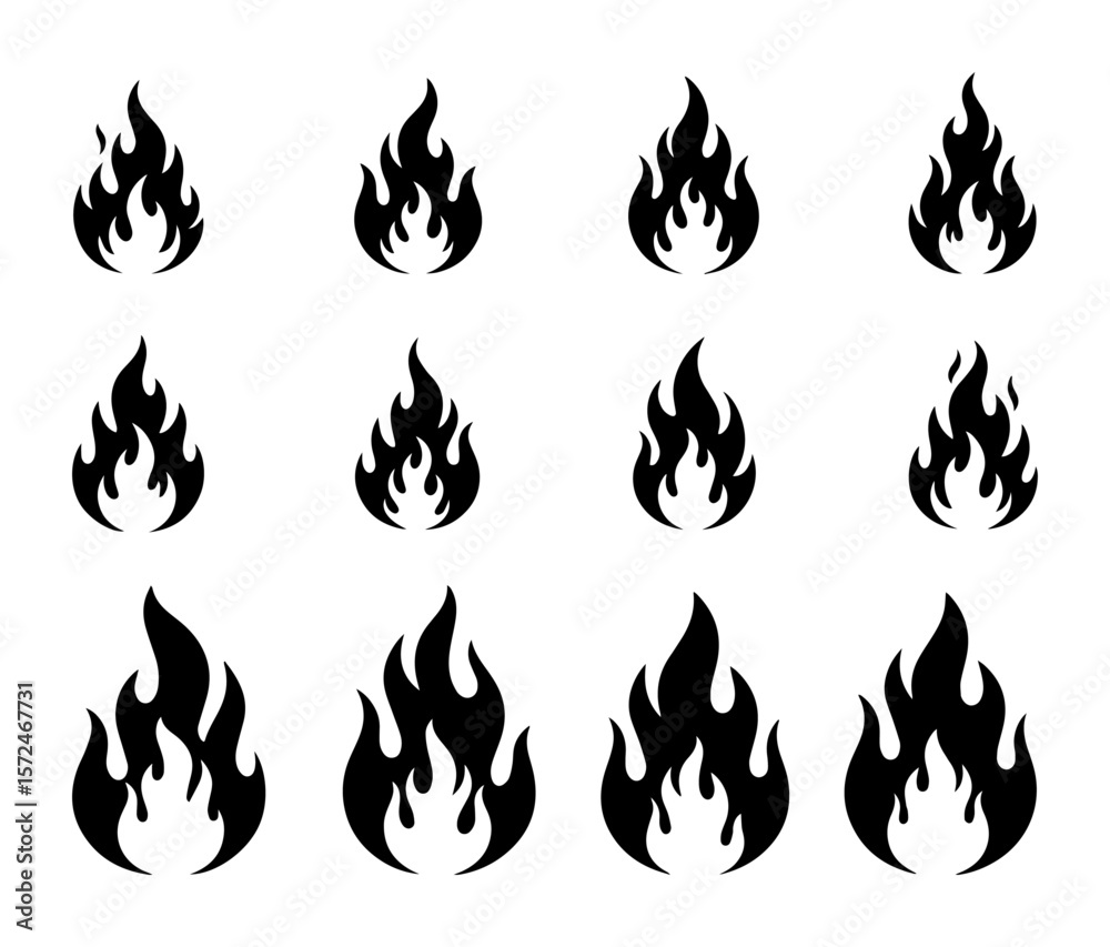 fire flame vector icon set silhouette fire flame vector icon set silhouette