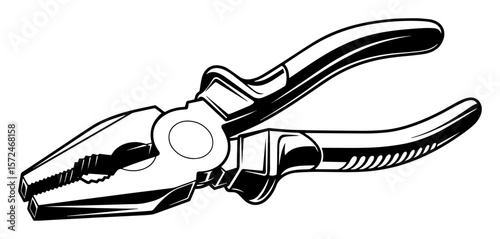 pliers hand tool vintage sketch vector illustration