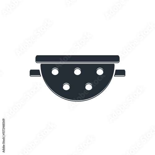 Black Kitchen colander icon isolated on white background. Cooking utensil. Cutlery sign. Vector