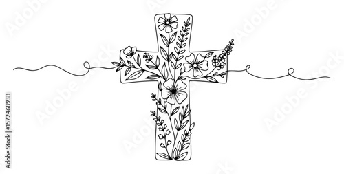 christian floral cross decorative religious symbol