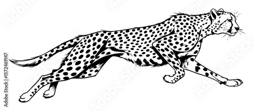 running cheetah wild cat african animal sketch vector illustration