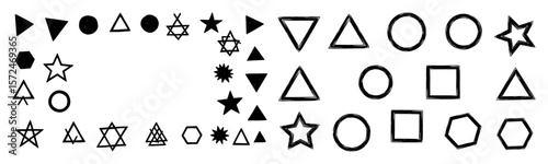assorted outline geometric shape icons collection