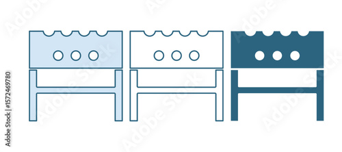 Blue BBQ brazier icon isolated on white background. Vector