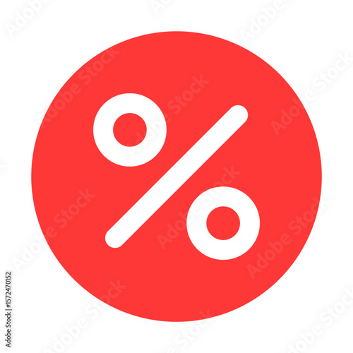 Red Percentage Circle Icon Discount Sale Offer Price Promotion Business