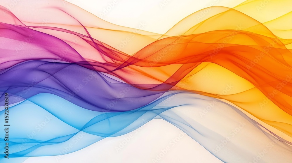 Obraz premium Abstract Art Piece with Flowing Lines in Vibrant Colors of Purple, Blue, and Orange