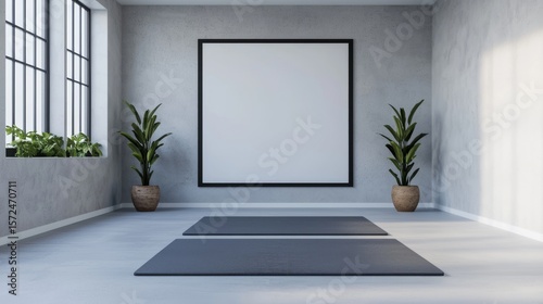 Modern Interactive Home Workout Space with Minimalist Design and Natural Light