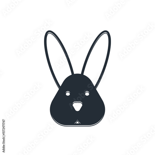 Black Animal cruelty free with rabbit icon isolated on white background. Vector