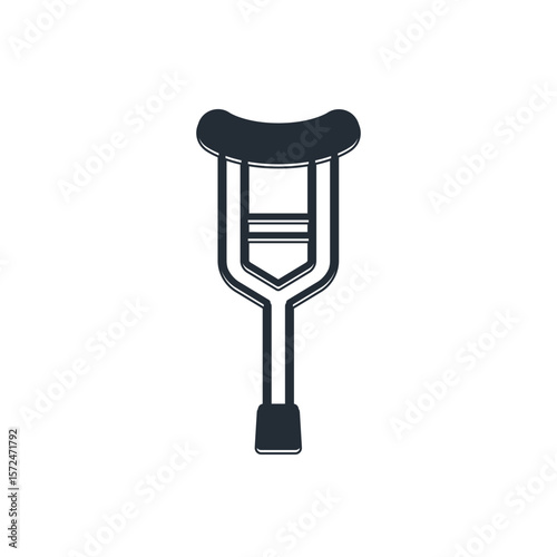 Black Crutch or crutches icon isolated on white background. Equipment for rehabilitation of people with diseases of musculoskeletal system. Vector