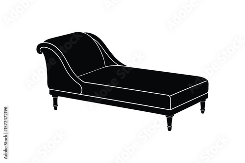 Silhouette design illustration of a chaise lounge attached to sofa.eps