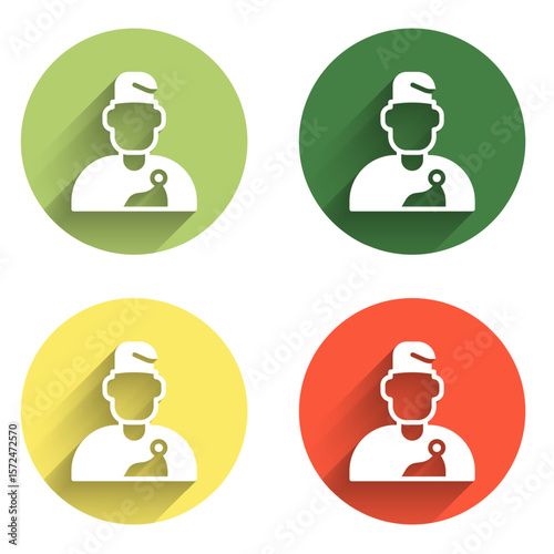 Set Wizard warlock icon isolated with long shadow background. Color circle button. Vector