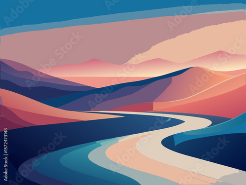  Abstract waves in soft colors with a flowing