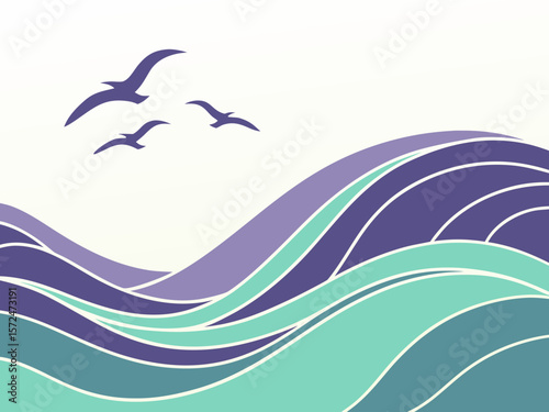 Abstract waves in soft colors with a flowing