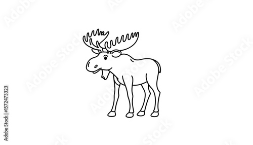 Moose illustration for coloring page concept  