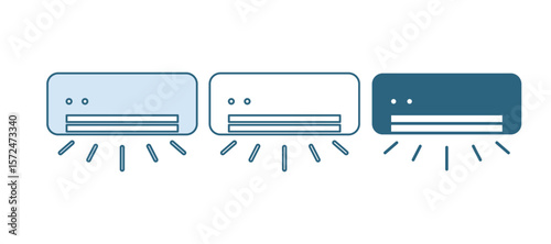 Blue Air conditioner icon isolated on white background. Split system air conditioning. Cool and cold climate control system. Vector