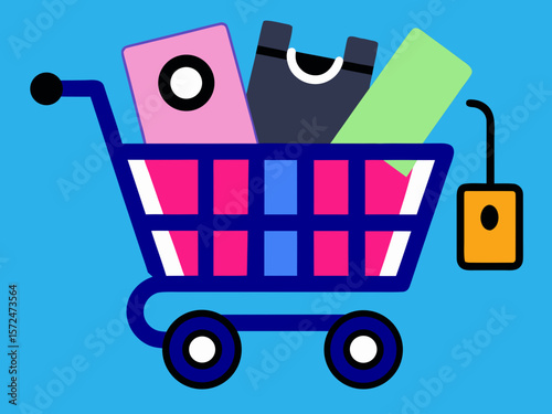 A clean modern vector of an e commerce shopping