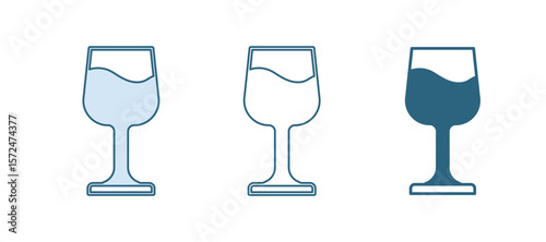 Blue Wine glass icon isolated on white background. Wineglass sign. Vector