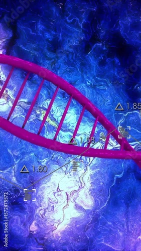 Animation of dna strand spinning over glowing background