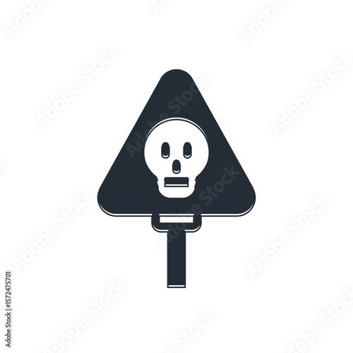 Black Bones and skull as a sign of toxicity warning icon isolated on white background. Vector