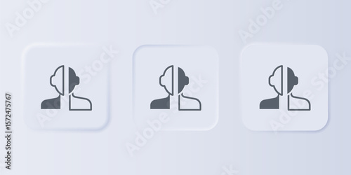 Grey Bipolar disorder icon isolated on grey background. Set icons in square buttons. Vector