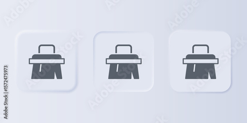 Grey Sauna brush icon isolated on grey background. Wooden brush with coarse bristles for washing in the bath. Anti cellulite massage. Set icons in square buttons. Vector