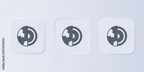 Grey Earth core structure crust icon isolated on grey background. Set icons in square buttons. Vector