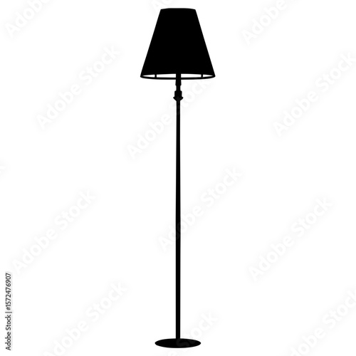 Elegant floor lamp interior design silhouette vector illustration