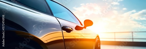 Sleek Automobile Window with Ceramic Tinting for Enhanced Cooling and Modern Aesthetics