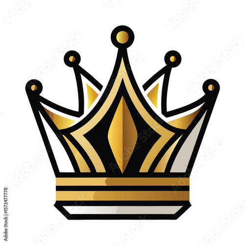 Regal Gold Crown Majestic Design, Royal Symbolism, Elegant Illustration