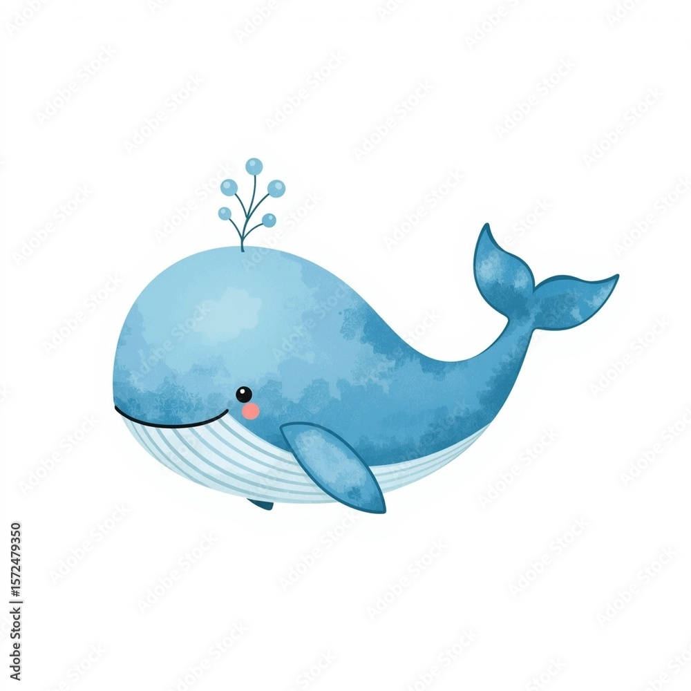 Obraz premium A high-quality vector illustration of a cute whale, colorful flat design with layered gradient shading,