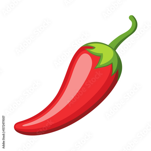 This vector illustration features a vibrant chili pepper with clean lines and modern flat design. Perfect for use in health-related visuals, recipe guides, eco-themed projects, or organic food brand.