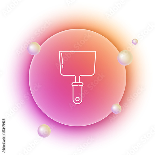 White Putty knife icon isolated on white background. Spatula repair tool. Spackling or paint instruments. Orange and pink gradient circle background. Vector