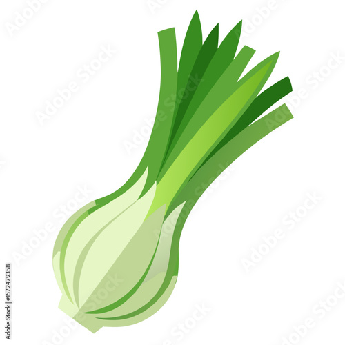 This vector illustration features a vibrant leek with clean lines and modern flat design. Perfect for use in health-related visuals, recipe guides, eco-themed projects, or organic food branding.